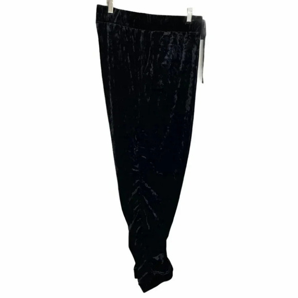 LOGO by Lori Goldstein Pants - LOGO 2X black velvet drawstring ruched pants‎